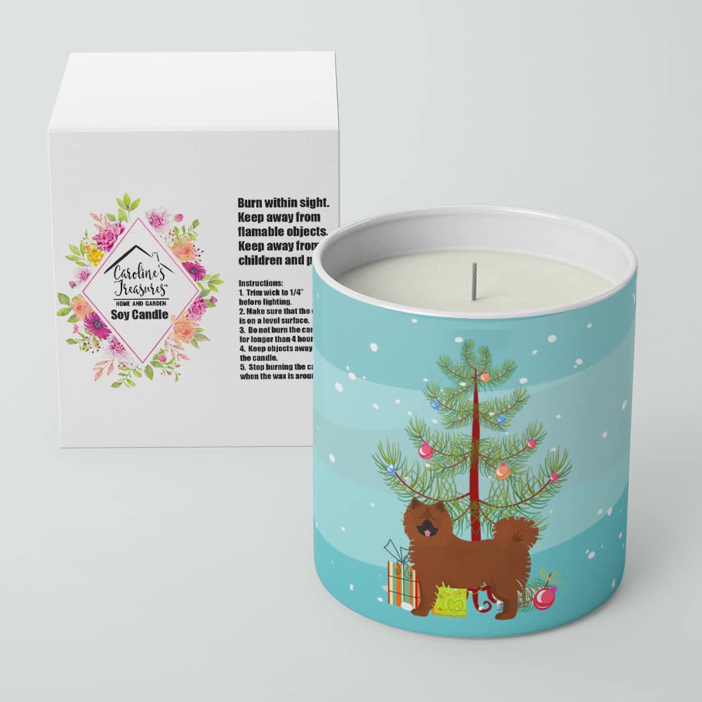 Caroline's Treasures CK3454CDL Eurasier or Eurasian Dog Christmas Tree 10 oz Decorative Soy Candle Nature Soy Wax Essential Oil Home Decor Ideal for Bedroom Kitchen Bath Office Gift, 10 oz