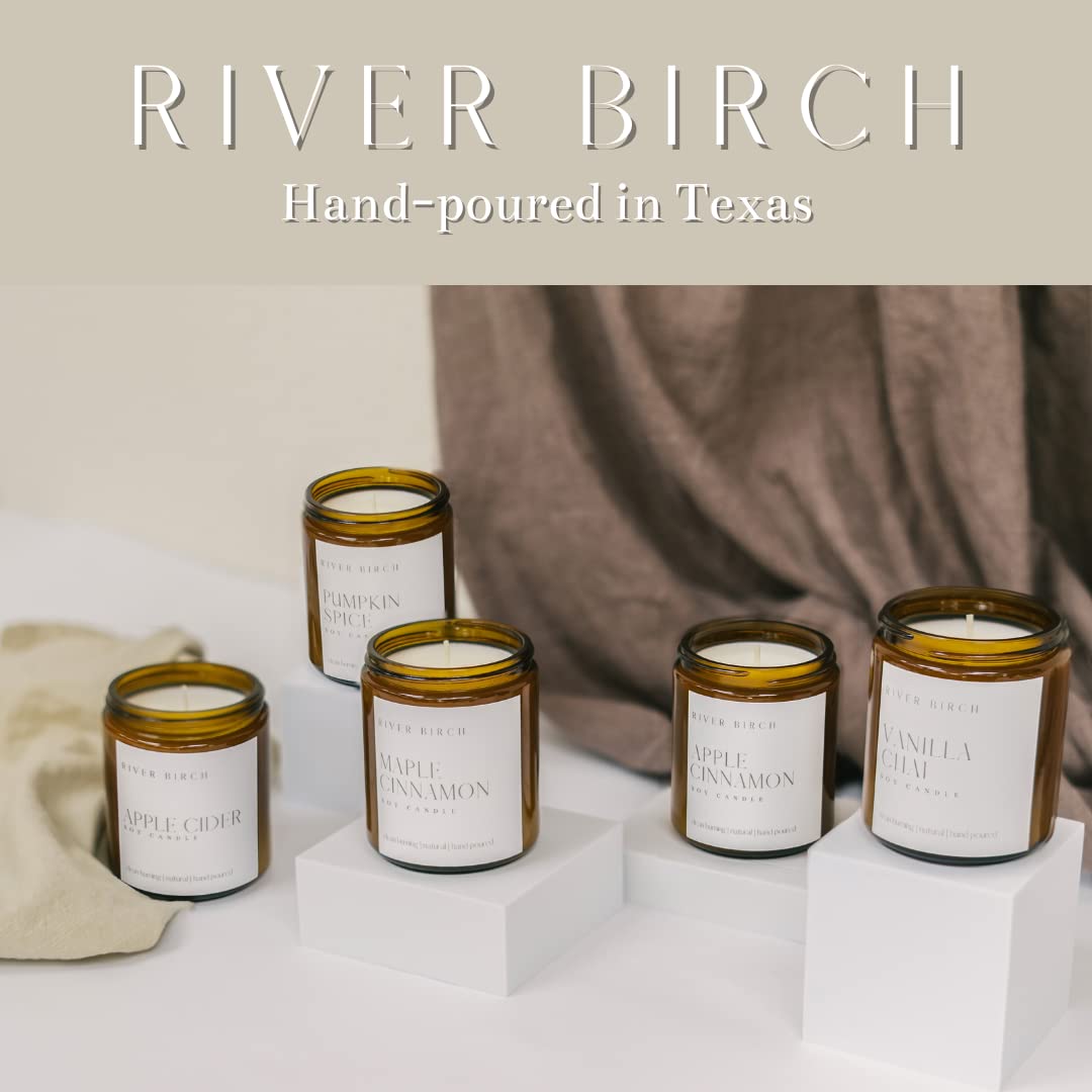 River Birch Candles Maple Cinnamon Scented Candle | Premium, All-Natural, Non-Toxic, Soy Candles | 8.5oz 40 Hr Burn Time | Cozy Relaxing Gifts for Home