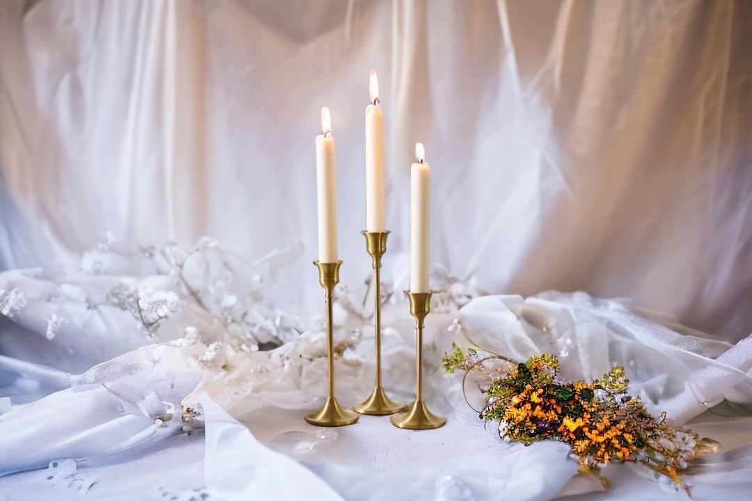 Gold Candlestick Holders Set of 6 – Elegant Metal Taper Candle Holders for Table Centerpieces, Weddings, Home Decor – Modern Gold Candle Stands for Dining Room, Parties