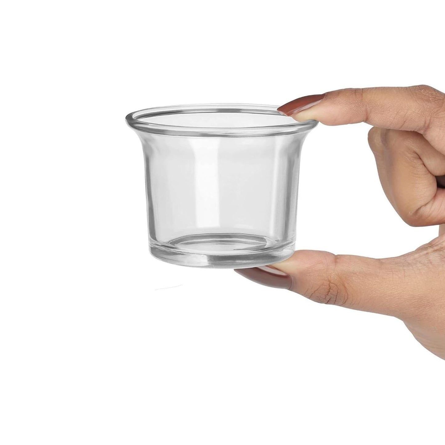 WGV Flare Lip Cylinder Tea Light Votive Candle Holder 2.4" W x 1.75" H, Clear Oyster Glass Cup, Small Accent Decor, 1 Pc