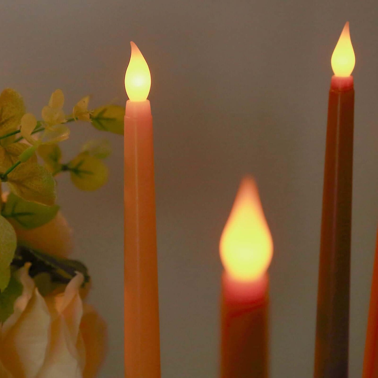 Efavormart 8 Pack Mixed Natural Flameless LED Taper Candles, 11" Flickering Battery Operated Candles for Elegant Wedding Reception & Home Ambiance