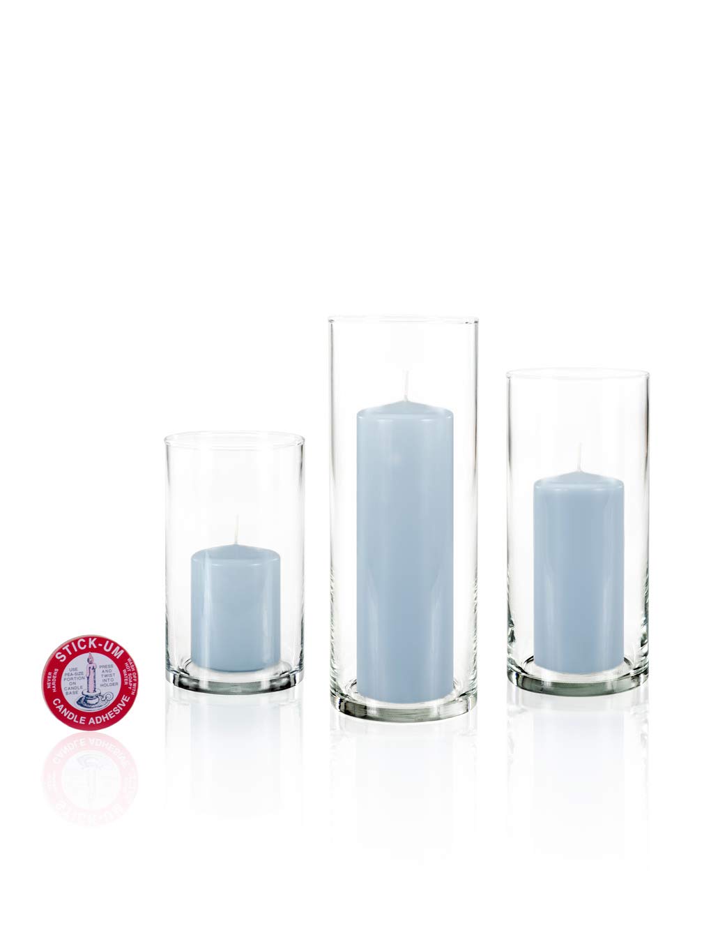 yummi Set of 12 Slim Pillars and Cylinder Vases - Ice Blue
