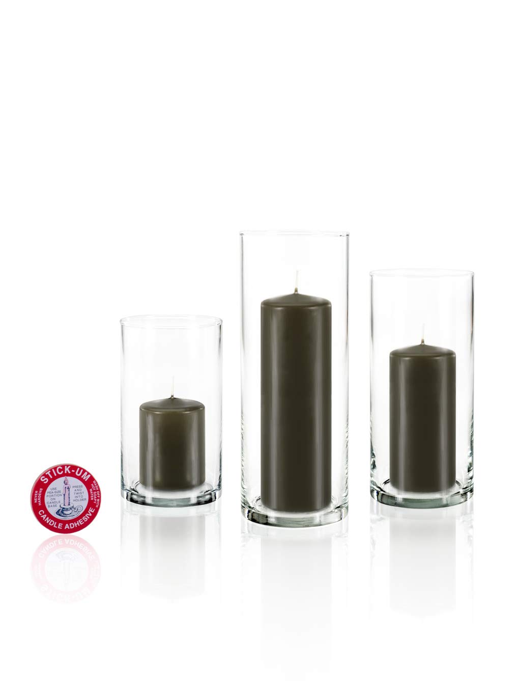 yummi Set of 36 Slim Pillars and Cylinder Vases - Olive