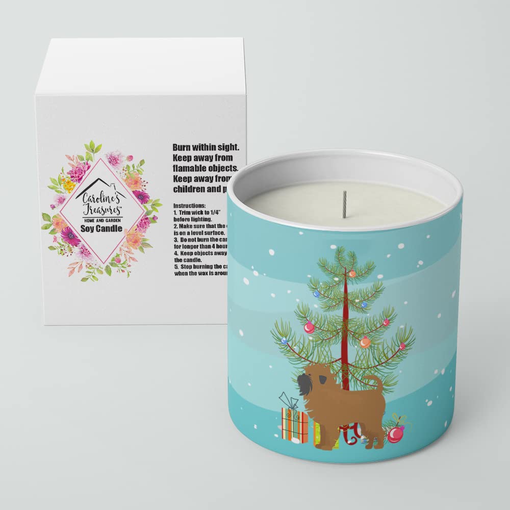 Caroline's Treasures CK3439CDL Tan Affenpinscher Christmas Tree 10 oz Decorative Soy Candle Nature Soy Wax Essential Oil Home Decor Ideal for Bedroom Kitchen Bath Office Gift, 10 oz