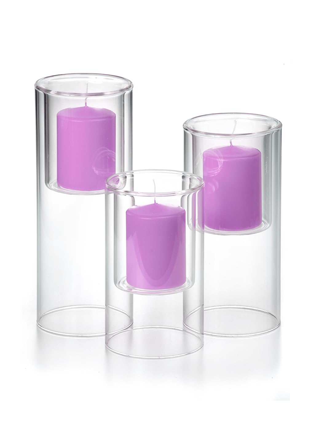 Yummi Set of 3 Pillar Candles & Ethereal Cylinders - Violet