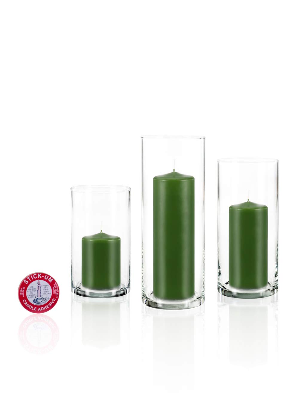 yummi Set of 36 Slim Pillars and Cylinder Vases - Green Tea