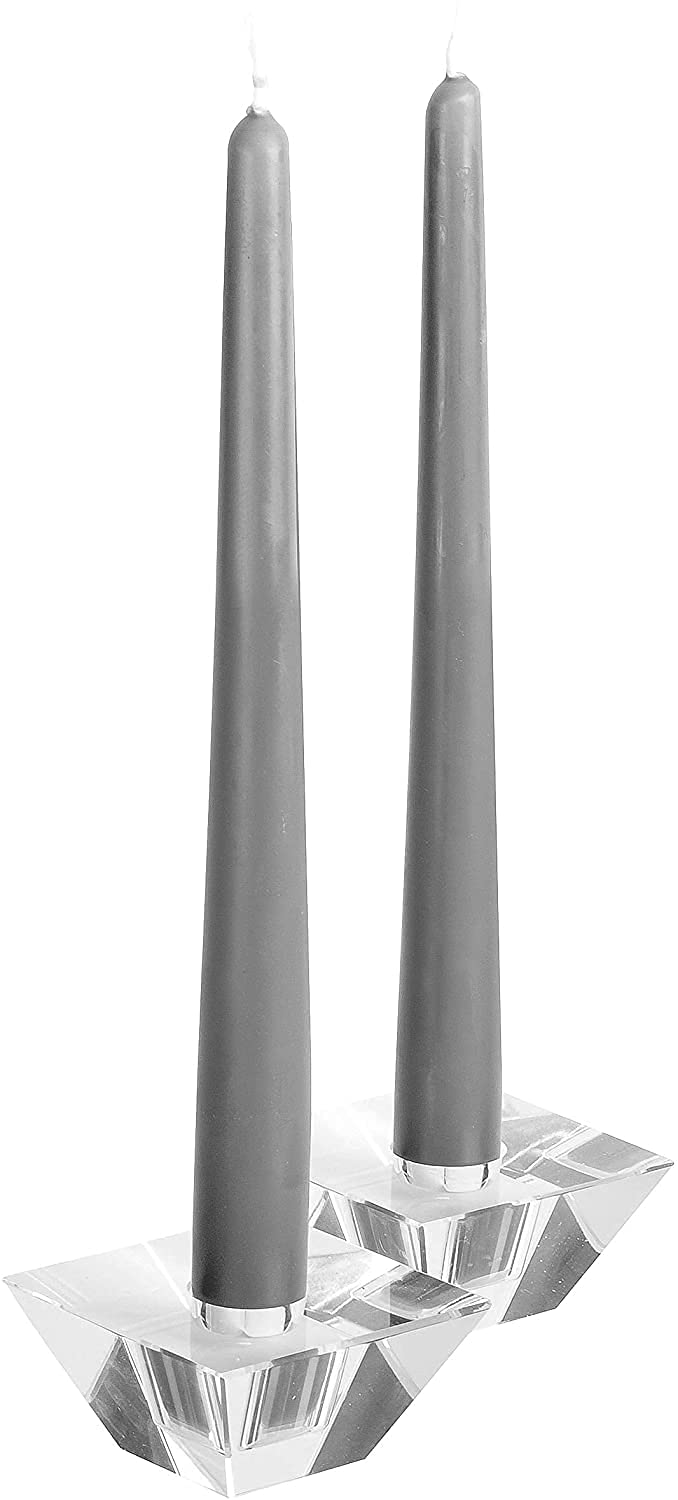 Hyoola Tall Taper Candles Bulk - 10 Inch Dark Grey Unscented Dripless Taper Candles - 8 Hour Burn Time - 96 Pack