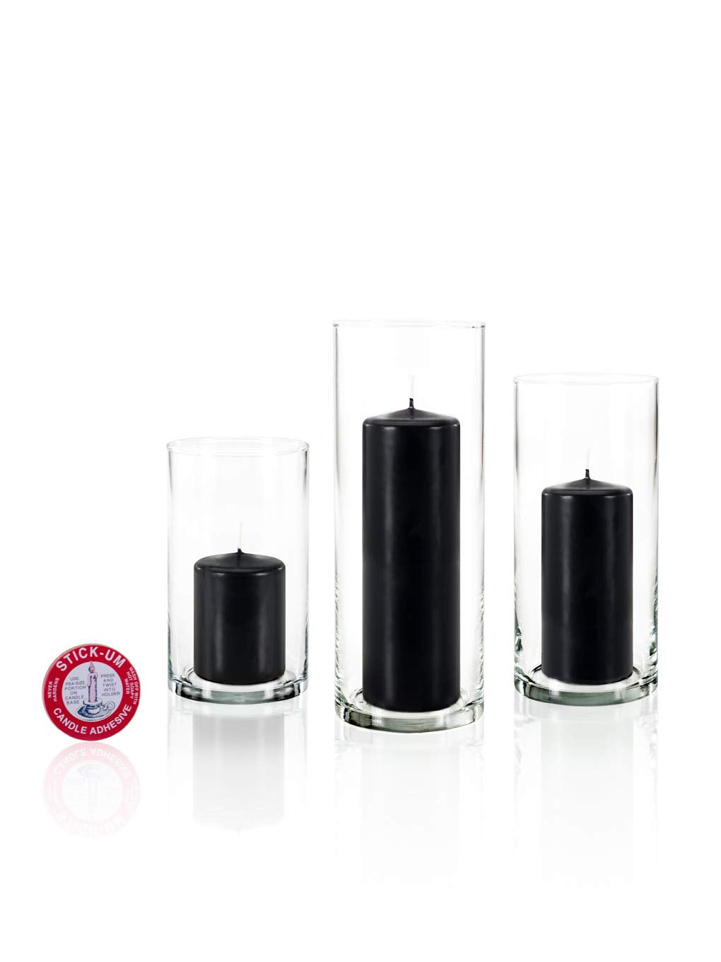 yummi Set of 36 Slim Pillars and Cylinder Vases - Black