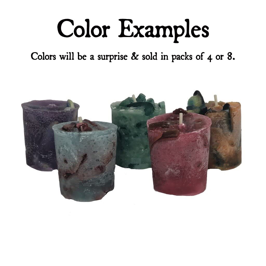 Candlestock Handmade Colorful Recycled Wax Unscented Votive Candles- 4 or 8 Pack (4 Count)