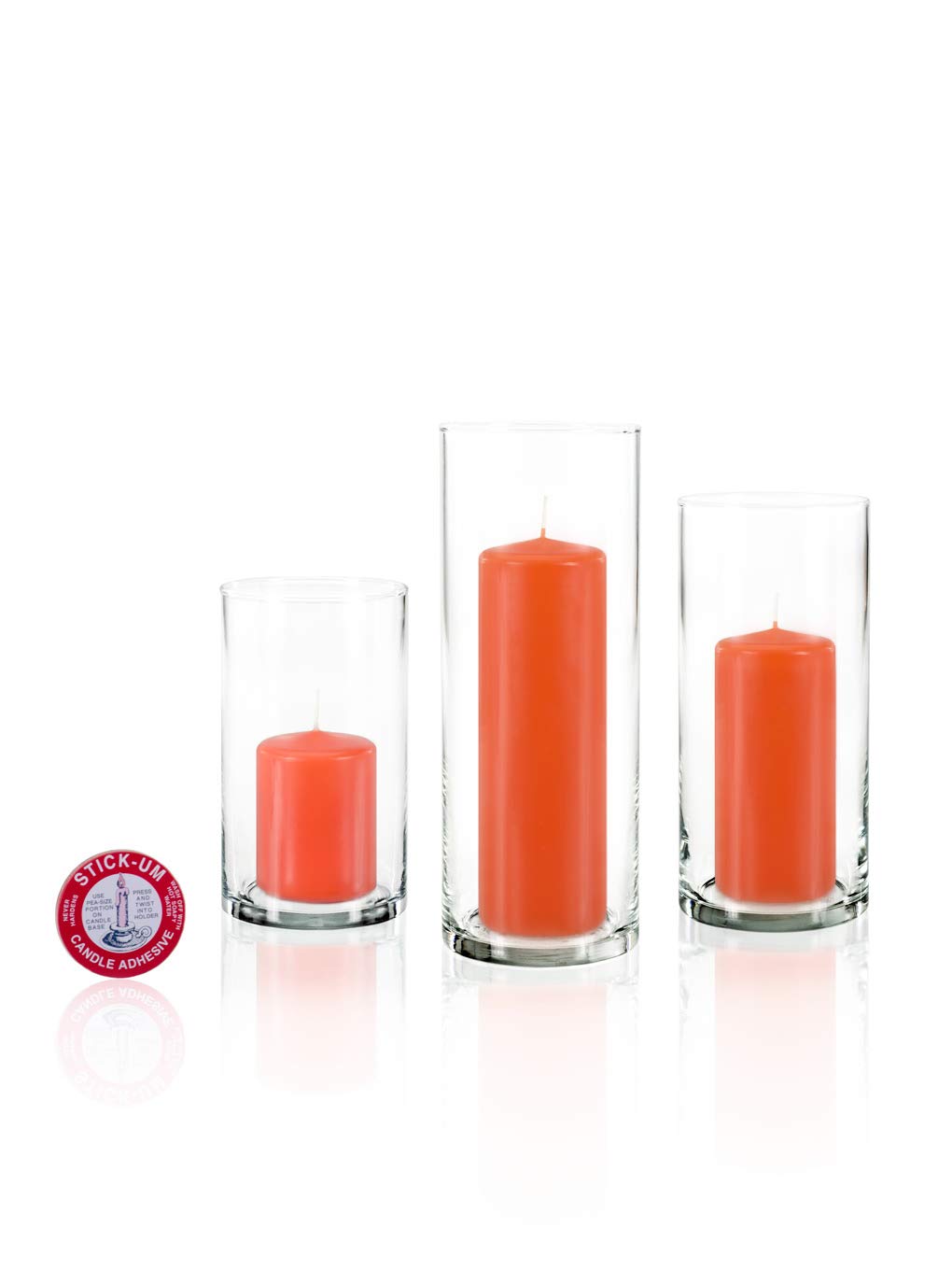 yummi Set of 36 Slim Pillars and Cylinder Vases - Bright Orange