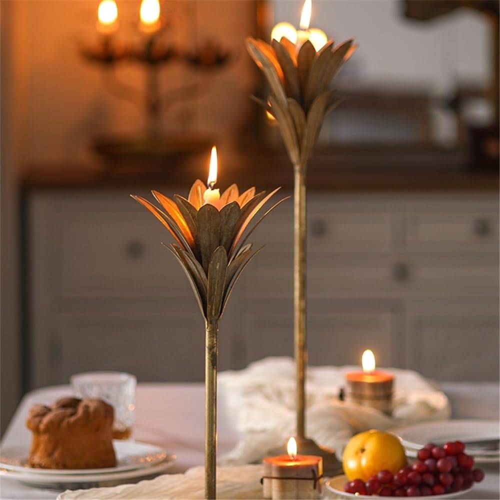 Candlesticks Old Retro Wrought Iron Candlestick, Restaurant, Hotel, Table Decoration, Candle Light Dinner Decoration, Candle Holder Decorative Candle Holder(Large)