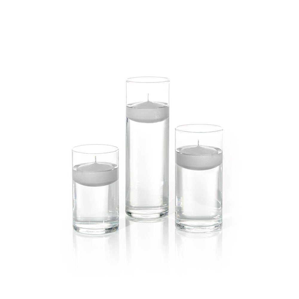 yummi Set of 18 Floating Candles and Cylinder Vases - Light Gray