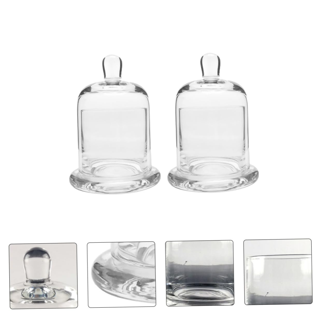 Amosfun 2 Sets Glass Candle Holders with Bell Handmade Blow Glass Candlesticks for Home Decor Weddings Romantic Atmosphere Display Height