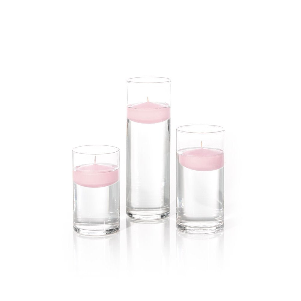 yummi Set of 18 Floating Candles and Cylinder Vases - Blush