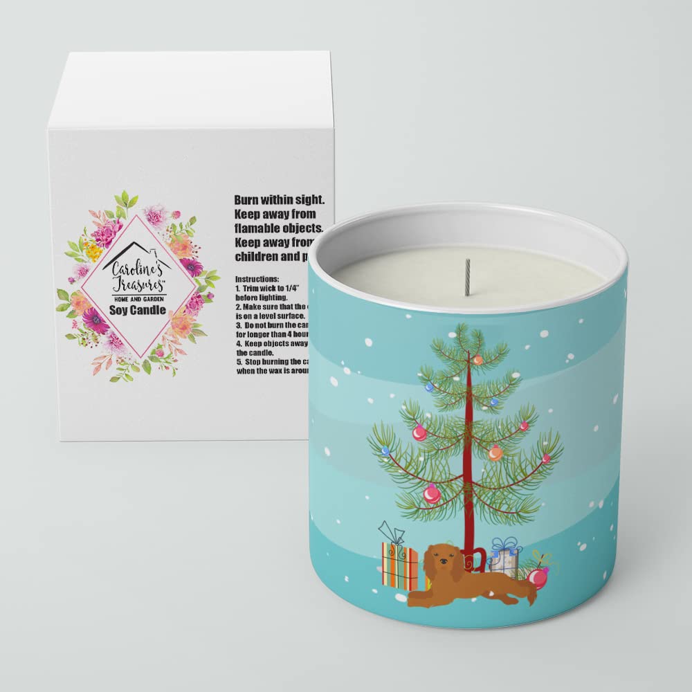 Caroline's Treasures CK3495CDL Ruby Cavalier King Charles Spaniel Christmas Tree 10 oz Decorative Soy Candle Nature Soy Wax Essential Oil Home Decor Ideal for Bedroom Kitchen Bath Office Gift, 10 oz