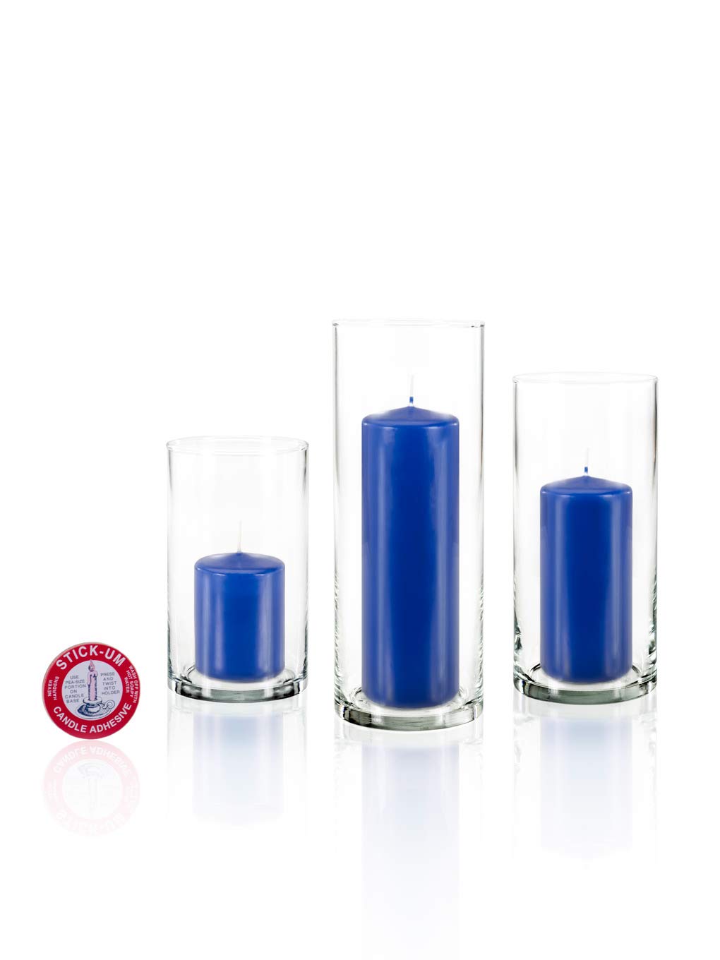 yummi Set of 36 Slim Pillars and Cylinder Vases - Royal Blue