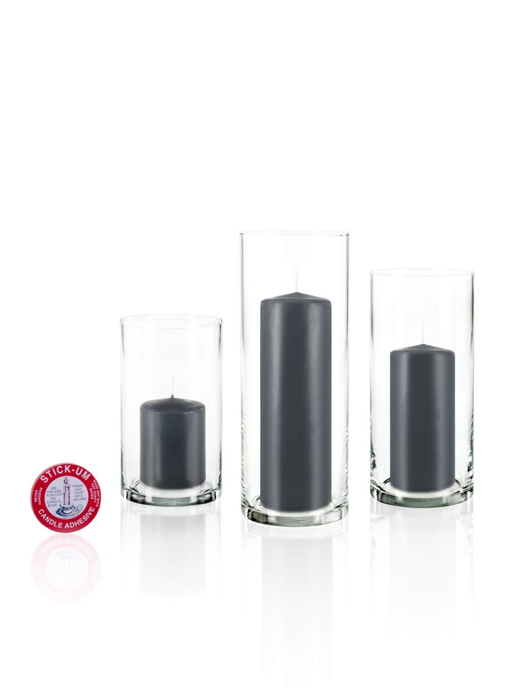 yummi Set of 12 Slim Pillars and Cylinder Vases - Gray