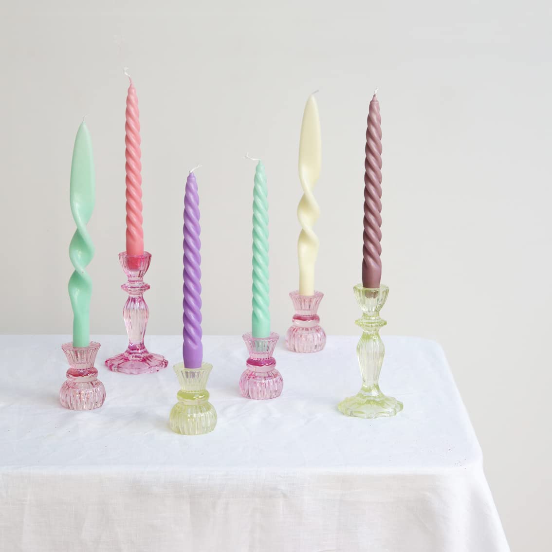 Talking Tables Small Light Green Glass Candle Holder for Candlesticks or Tea Lights | Decorative Easter Table Decorations, One Size, (Boho-GRN-SMLCNDLHOLD)