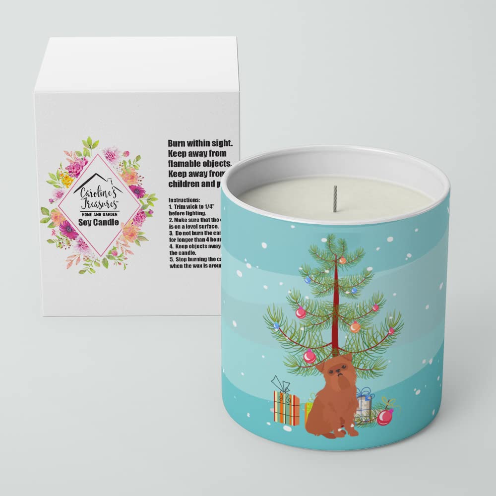 Caroline's Treasures CK3494CDL Brussels Griffon Christmas Tree 10 oz Decorative Soy Candle Nature Soy Wax Essential Oil Home Decor Ideal for Bedroom Kitchen Bath Office Gift, 10 oz