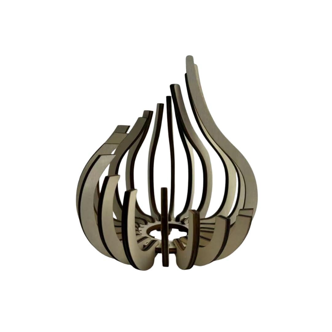 Wooden Tealight Candle Holder, Modern Teardrop Shape Decorative Wood Lantern, Tabletop Candle Stand for Home Décor, Living Room, Bedroom, Dining Table (Small/Medium/Large) (M)