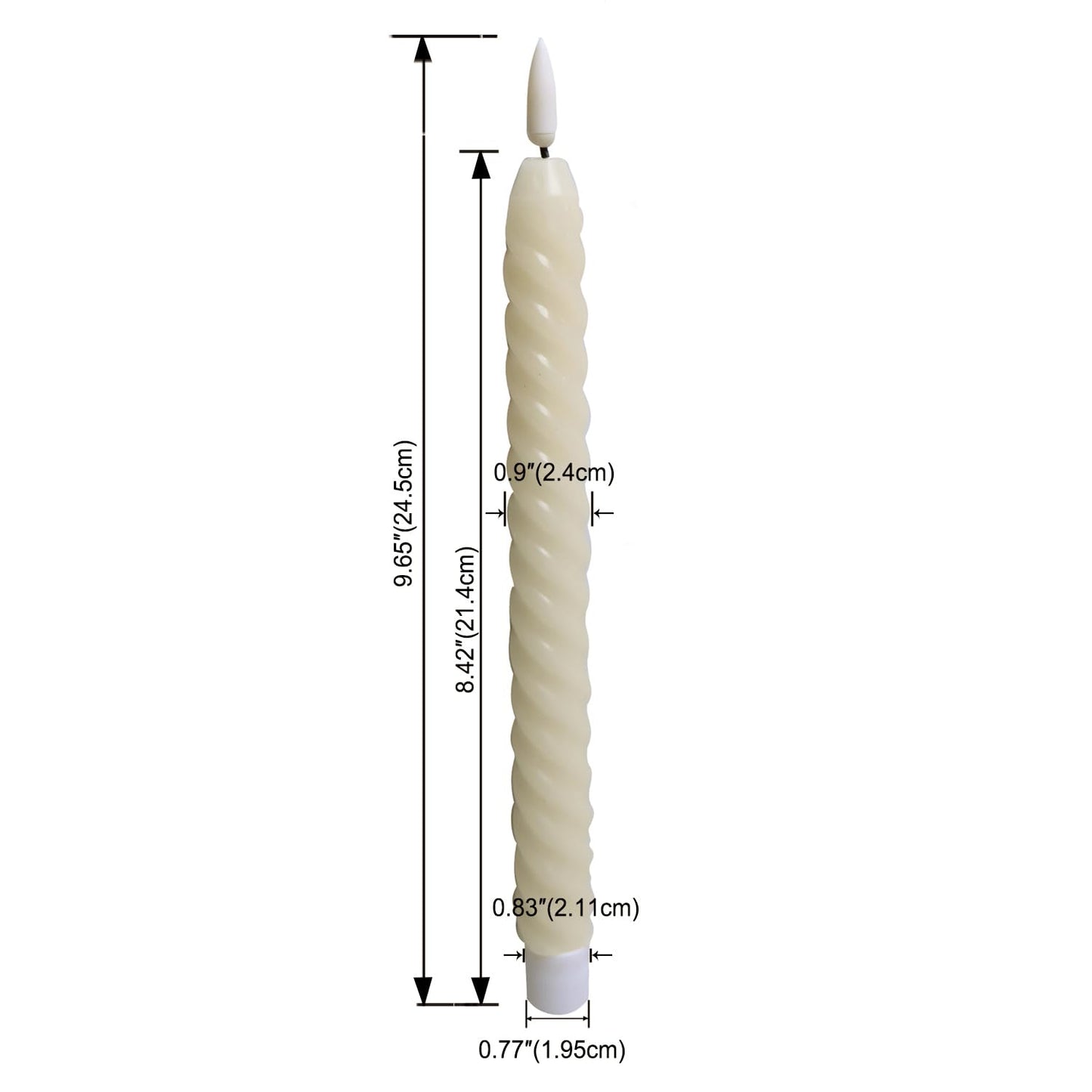 CANDLE CHOICE Real Wax Flameless Spiral Taper Candles with Remote Timer 9.6” Tall Long Flicking Twisted Battery Operated LED Window Stick Candles for Wedding Halloween Christmas Decoration 6 PCS Ivory