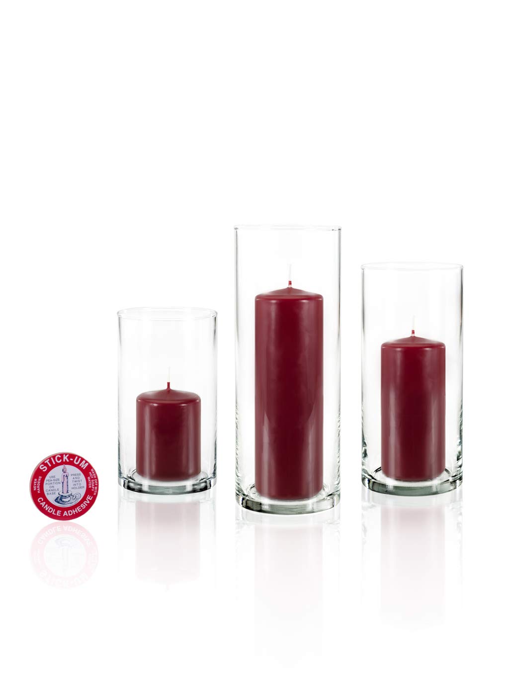 yummi Set of 36 Slim Pillars and Cylinder Vases - Burgundy