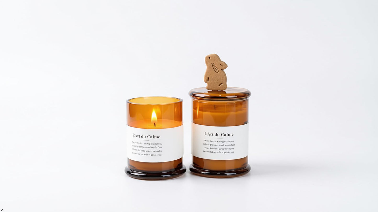 Royal Home Luxury Scented Candle with Wooden Wick in Artistic Glass Jar and Value Added Botanic Scented Ornament, Natural Botanical Fragrance, Velour Glow Scent with Sandalwood Amber and Vanilla