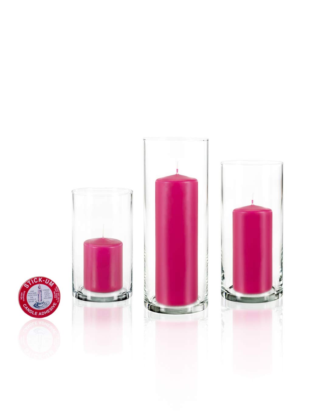 yummi Set of 36 Slim Pillars and Cylinder Vases - Hot Pink