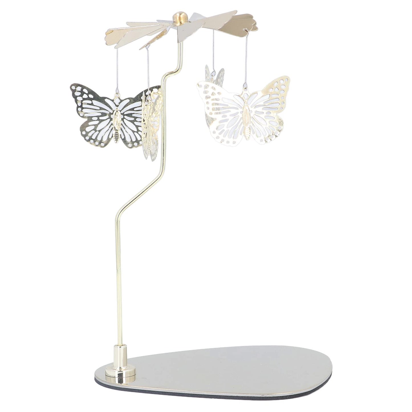 Candle Holder, Rotating Candle Holder, Round Plate Romantic European Stainless Steel Aromatherapy Candle Holder, Candlestick Holders Golden Butterfly (No Candle Cup)