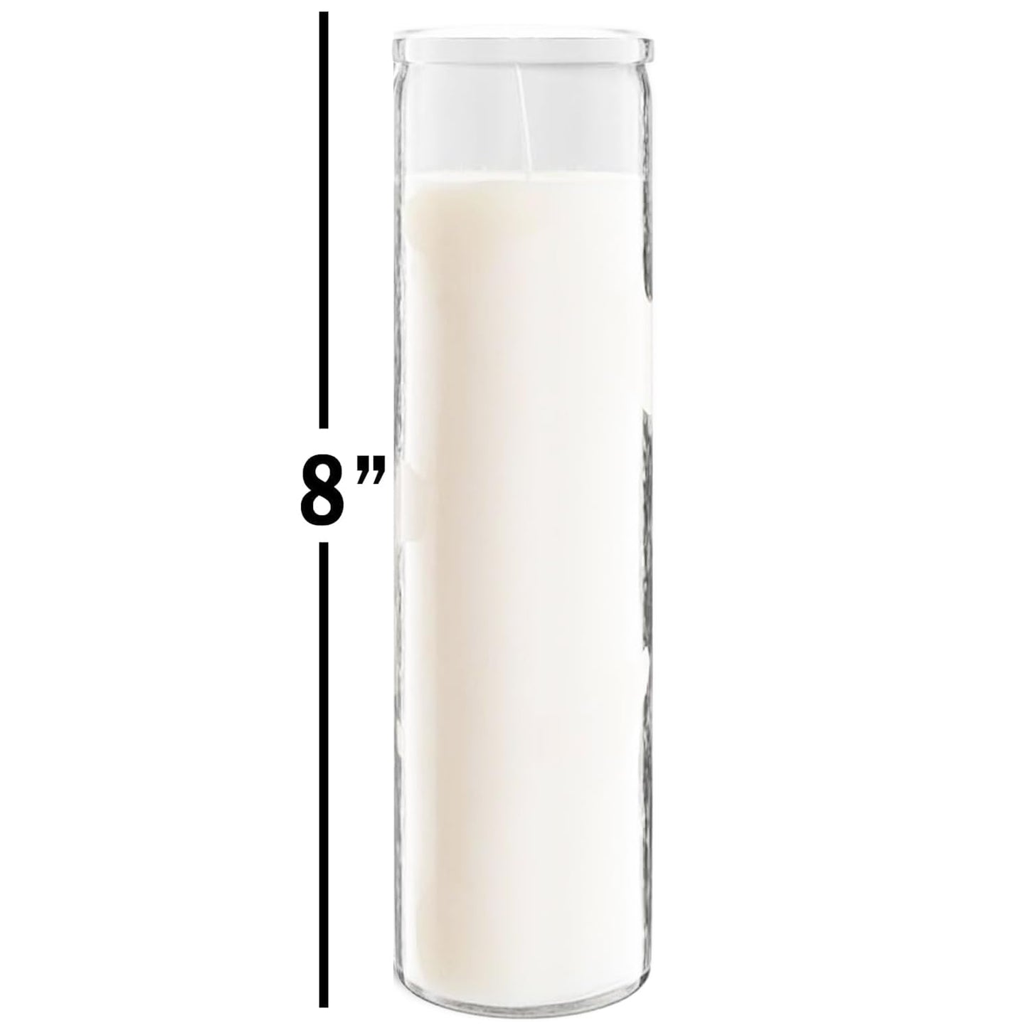 White 8" Prayer Glass Candles Set - Bundle with 3 White Prayer Candles for Vigils, Prayers, Cemetery, Blessing Ceremonies