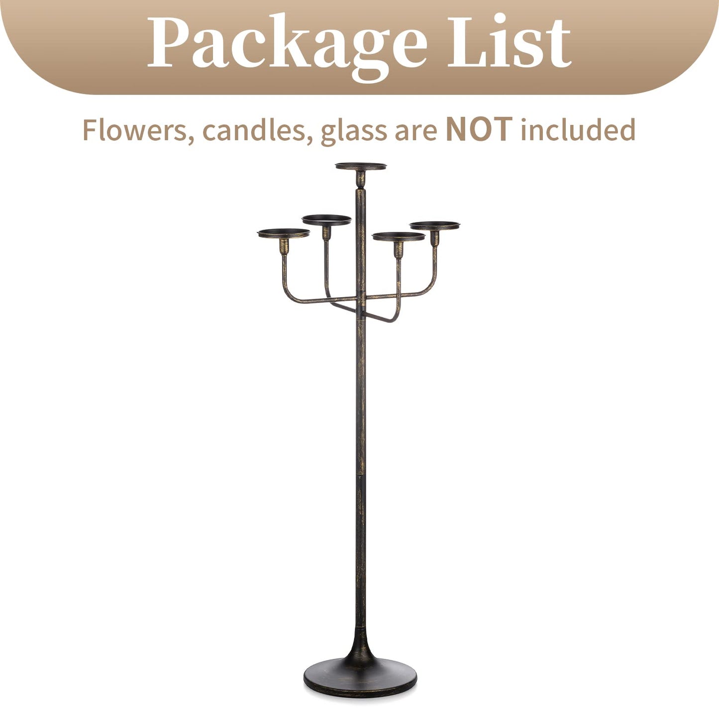 Sziqiqi Black Floor Candelabra Centerpiece 5-arm 48inch Tall Candle Holders for Candlesitcks Taper Pillar Candles Metal Floral Centerpieces Stand Halloween Wedding Party Event Decoration