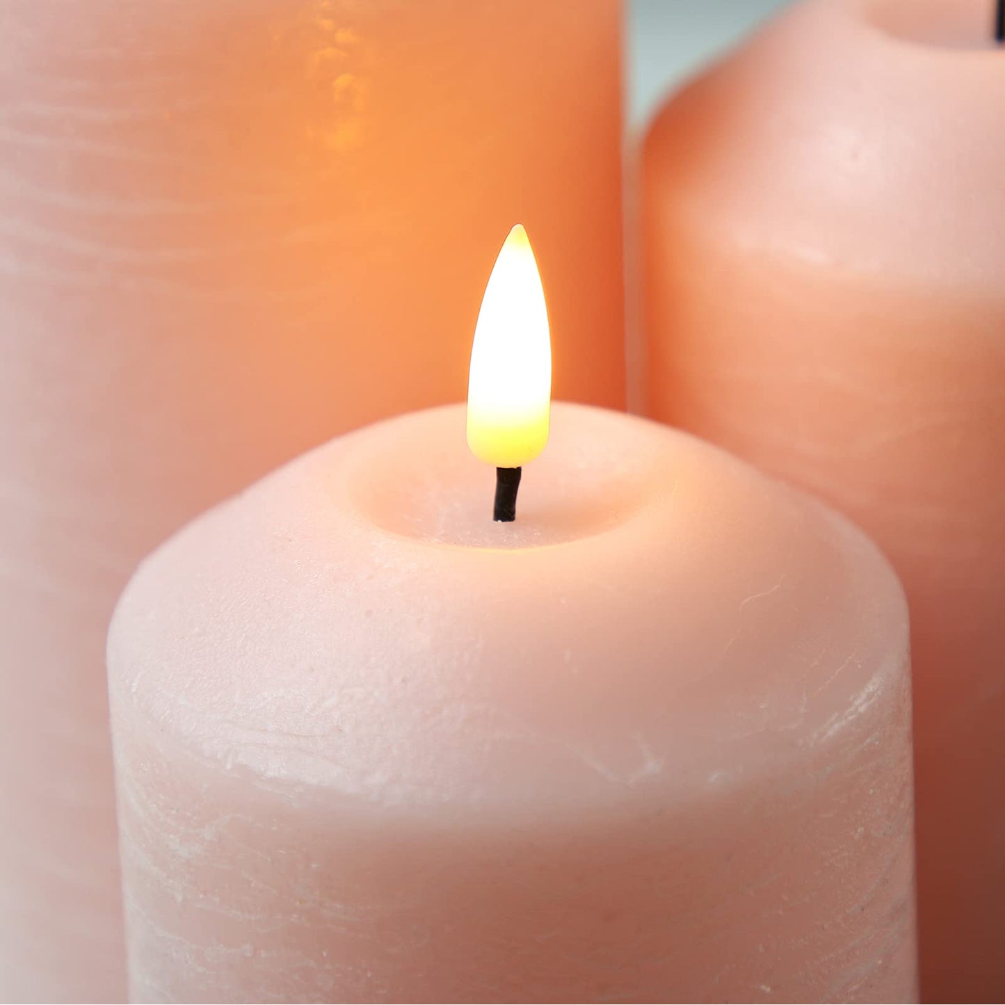 Eywamage Pink Flameless Pillar Candles with Remote, Flickering LED Wax Candlles Battery Powered Set of 3