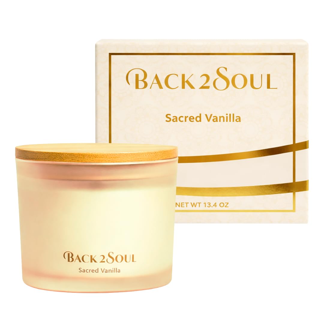 Scented Soy Candles 13.4 oz, Non Toxic Candle, Clean Burning Aromatherapy Candle for Relaxation, 50 Hours Burn Time, Mothers Day Gift for Mom, Sacred Vanilla
