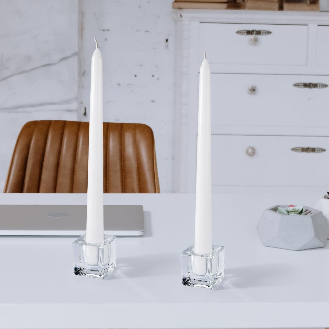 JONERAY Glass Candlestick Holders Bulk for Taper Candles, Set of 18 Clear Glass Candle Holders for Family Party, Church and Wedding
