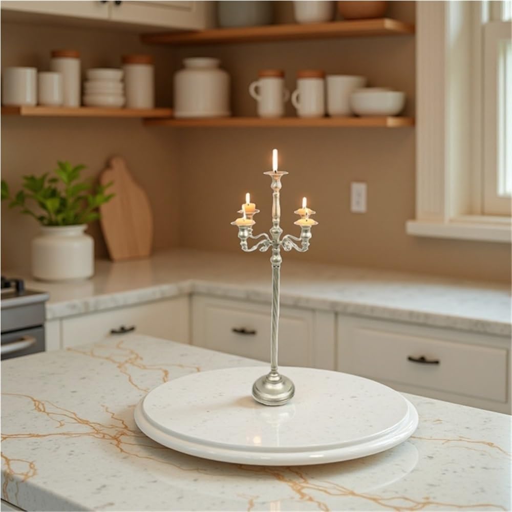 Metal Candelabra for Home Decor, 5-Candle Candle Holders, Gold Candlestick Holders, Tall Candelabras Use in Restaurant, Party and Wedding(Silver,Small)