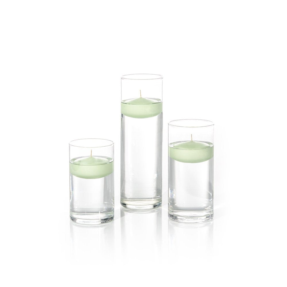 yummi Set of 18 Floating Candles and Cylinder Vases - Mint