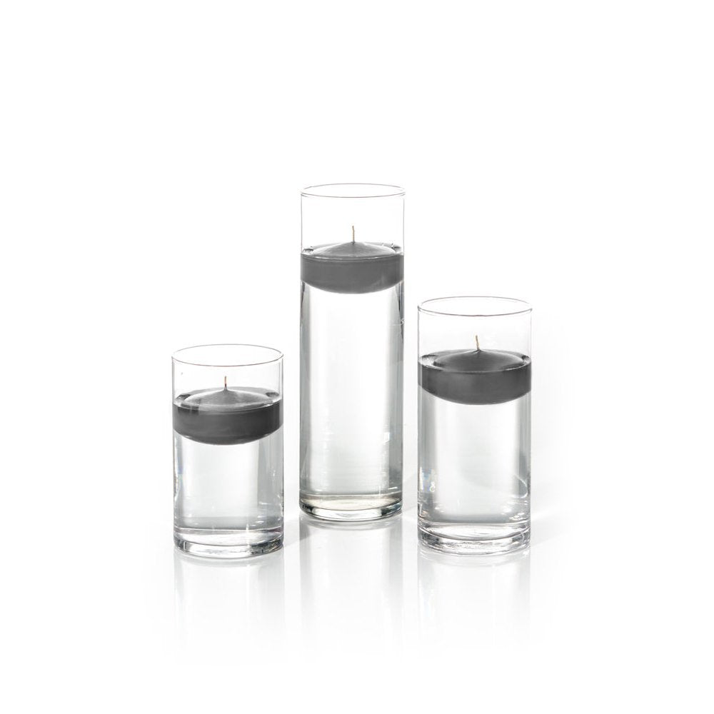 yummi Set of 18 Floating Candles and Cylinder Vases - Gray