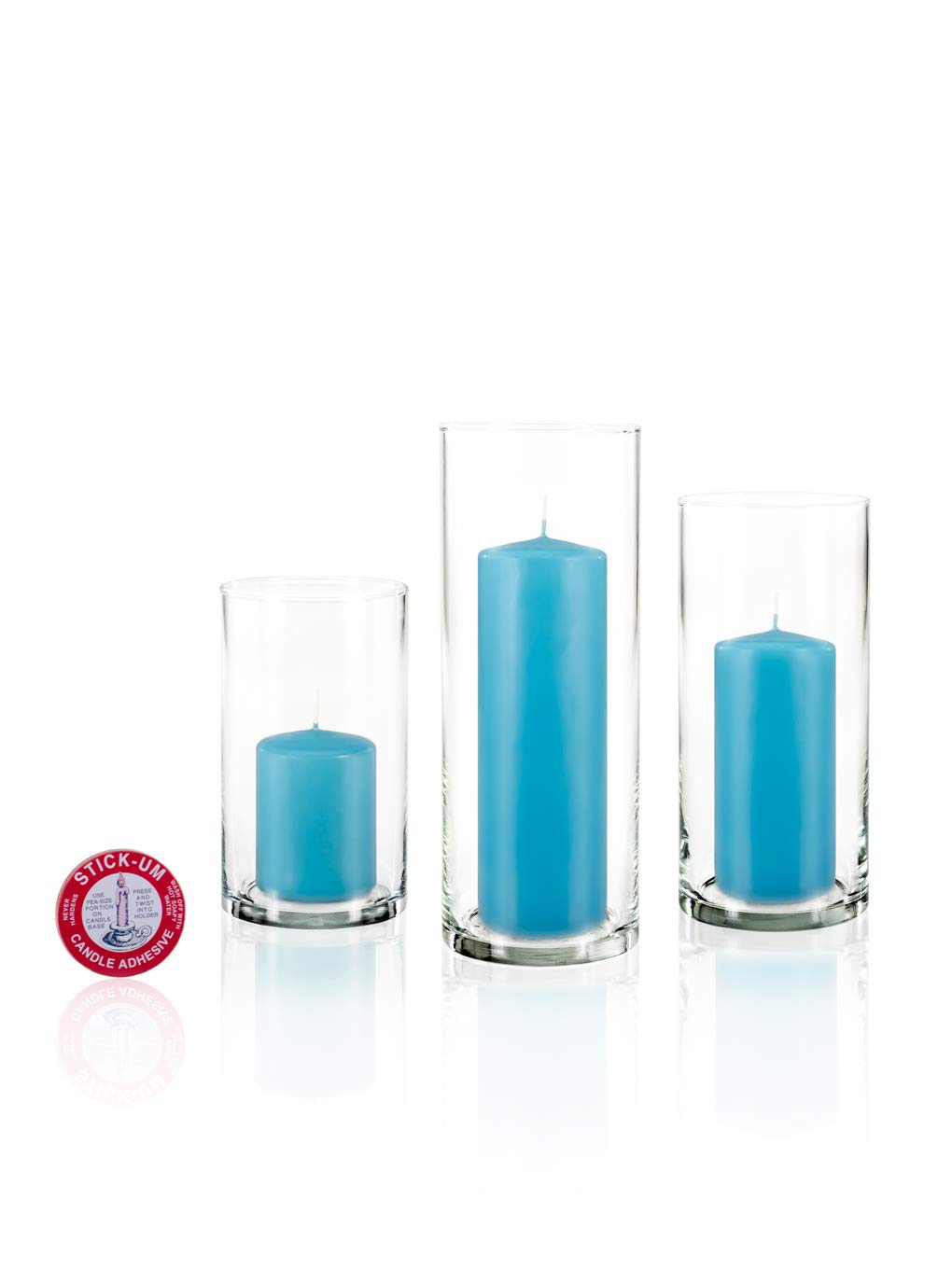 yummi Set of 12 Slim Pillars and Cylinder Vases - Caribbean Blue