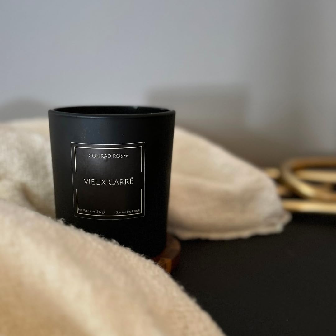 Conrad Rose Scented Soy Candle 12 oz (Vieux Carré) New Orleans French Quarter Amber Patchouli Masculine Scented