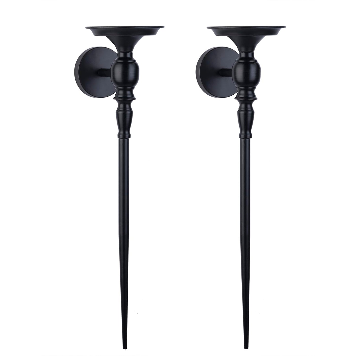 Wall Sconce Candle Holder Set of 2, Large Black Scepter Design Metal Wall Candle Holder, Home Wall Decoration for Living Room, Bathroom, Dining Room