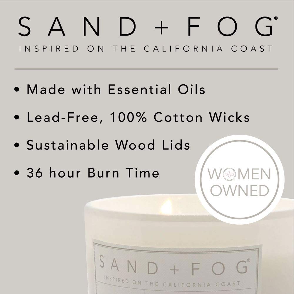 Sand + Fog Scented Candle - Clean Waves – Additional Scents and Sizes – 100% Cotton Lead-Free Wick - Luxury Air Freshening Jar Candles - Perfect Home Decor – 12oz