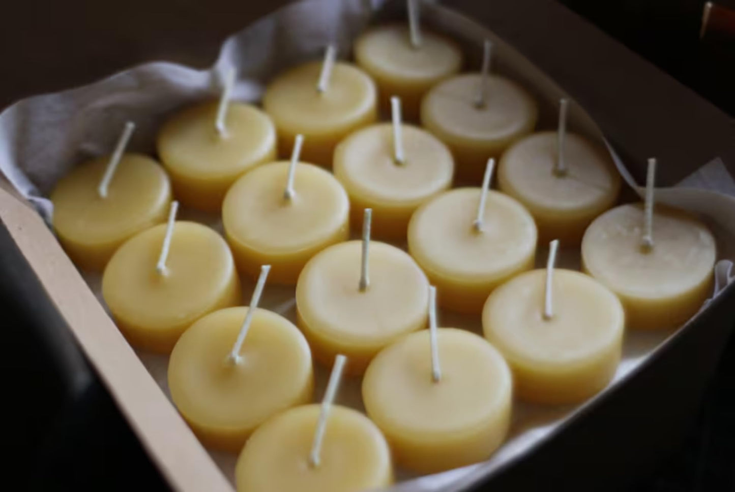 Pure Beeswax Tea Light Refill Kit with Reusable Cups, Natural Candle Refills Set, Long Burning Tea Lights