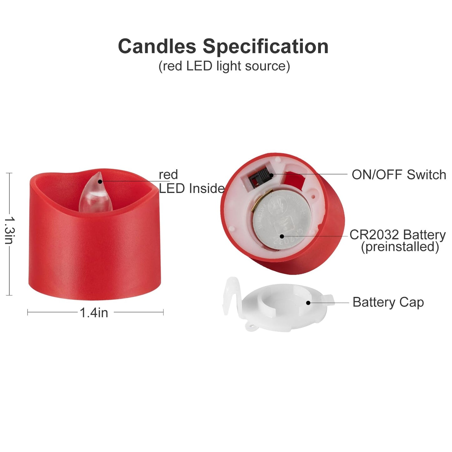 Windshell Red Flickering Flame Tealight Candles with Auto 6H Timer (No Remote), Battery Operated LED Flameless Tea Lights for Wedding Party Christmas, 12 Pack