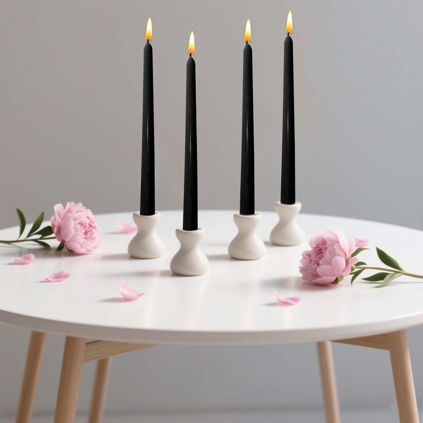 10 inch Black Taper Candles-Set of 4 Tapered Candle, Tall Candlesticks,Conical Stick Candles,Smokeless,for Home Dinner, Party, Wedding, Halloween, Christmas (Black, 10inch)