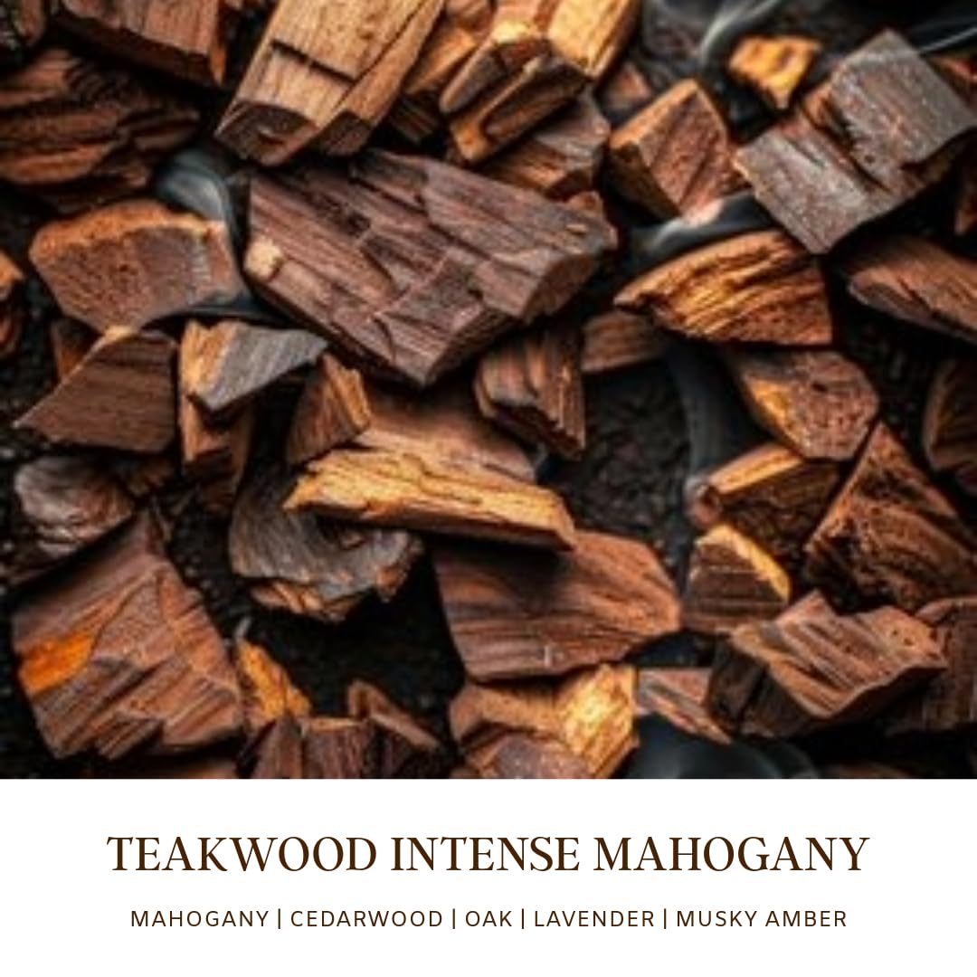 Teakwood Noir Mahogany Crackling Wood Wick Candle for Men – Strong Masculine Scent, 100% Soy, 50-Hour Burn – Luxury Scented Candle with Crackling Wooden Wick for Home, Office, Gifts