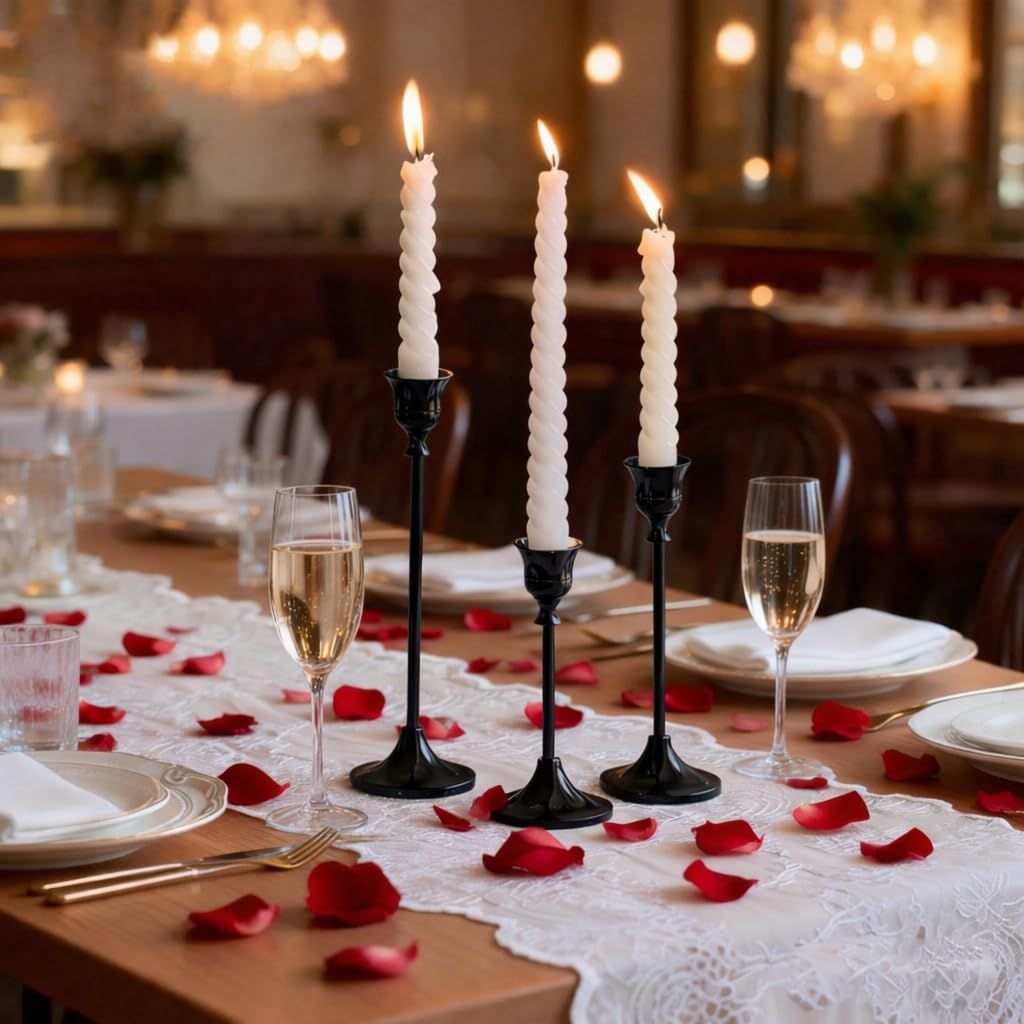 6Pcs Candlestick Holders, Metal Taper Candle Holder, Black Candle Holders for Pillar Candles, Candle Holder for Wedding Fireplace Mantel Housewarming Gift
