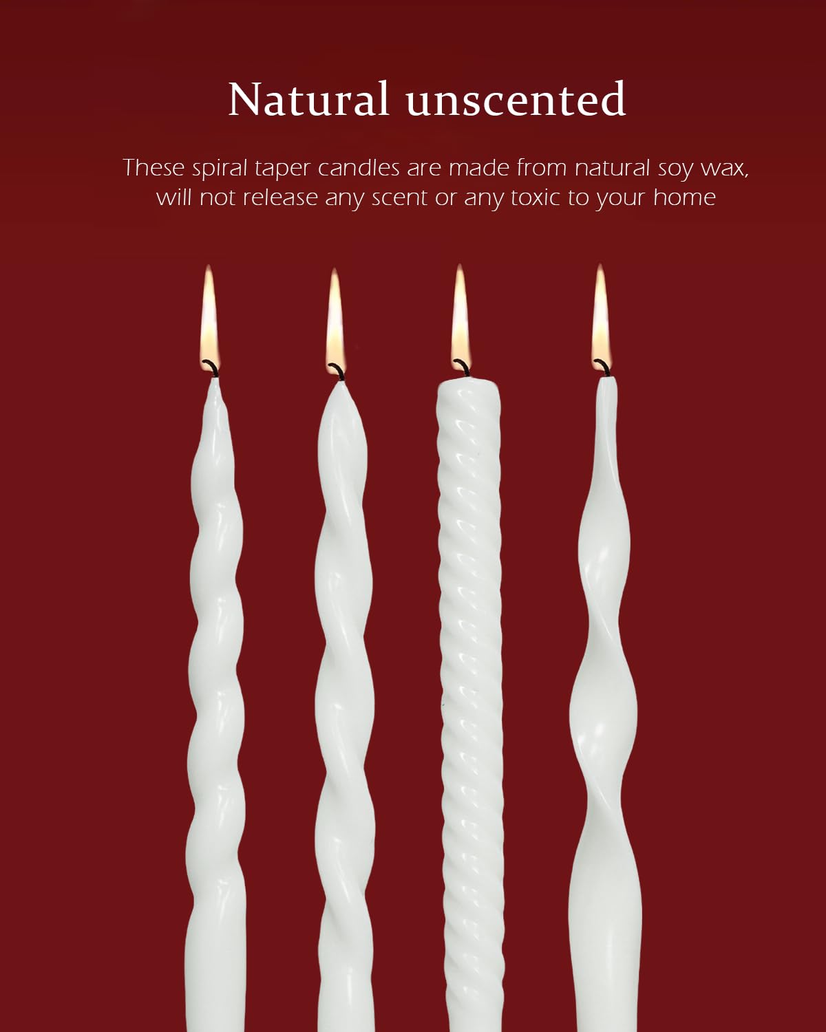 White Taper Candles Spiral Candlesticks Unscented Smokeless Tall Candles for Christmas Wedding Holiday Dinner Party Home Decorative candles-10inch,4pcs