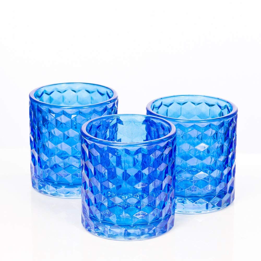 Richland Blue Chunky Honeycomb Glass Votive & Tealight Candle Holder Set of 12
