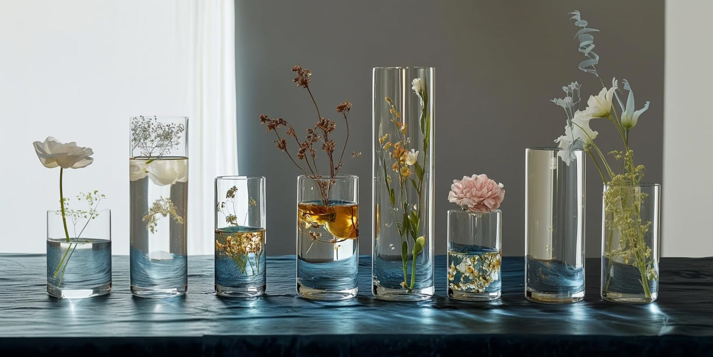 42pcs Big Glass Vase Cylindrical Vase for Tabletop Decoration, Candle Holder for Centerpieces, Pebble Vase for Party, Wedding, Banquet Decoration