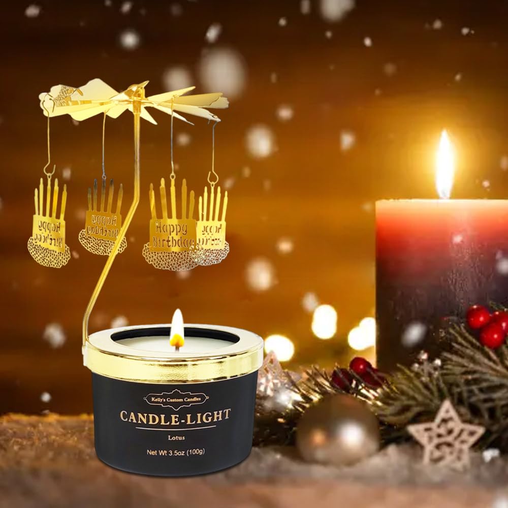 Kelly's Custom Candles Gifts for Women,Funny Gift for Her,Birthday Gifts for Women,Unique Candle Gift for Mom and Wife,Rotating Scented Candles(Birthday Cake).